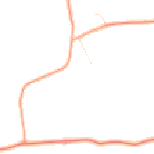 Daytime road noise heatmap for SG18 9EW