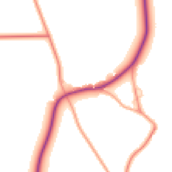 Daytime road noise heatmap for SG18 9EY