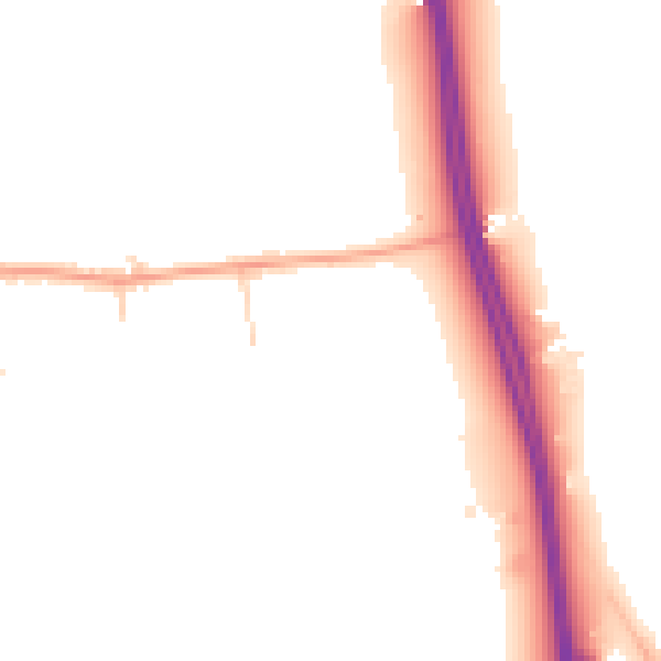 Daytime road noise heatmap for SG18 9GW