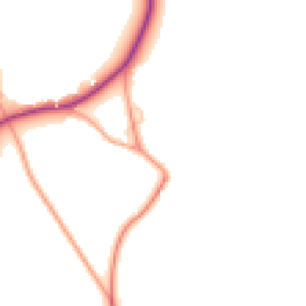 Daytime road noise heatmap for SG18 9JG