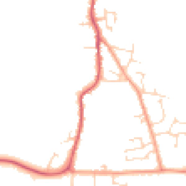 Daytime road noise heatmap for SG18 9JS