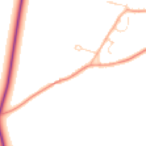 Daytime road noise heatmap for SG18 9NW