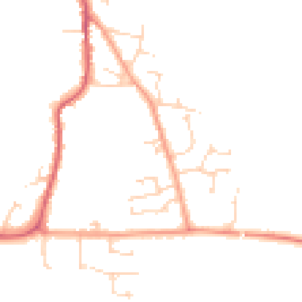 Daytime road noise heatmap for SG18 9PW