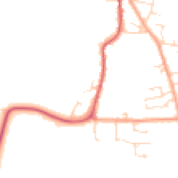 Daytime road noise heatmap for SG18 9RW