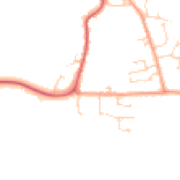 Daytime road noise heatmap for SG18 9SE