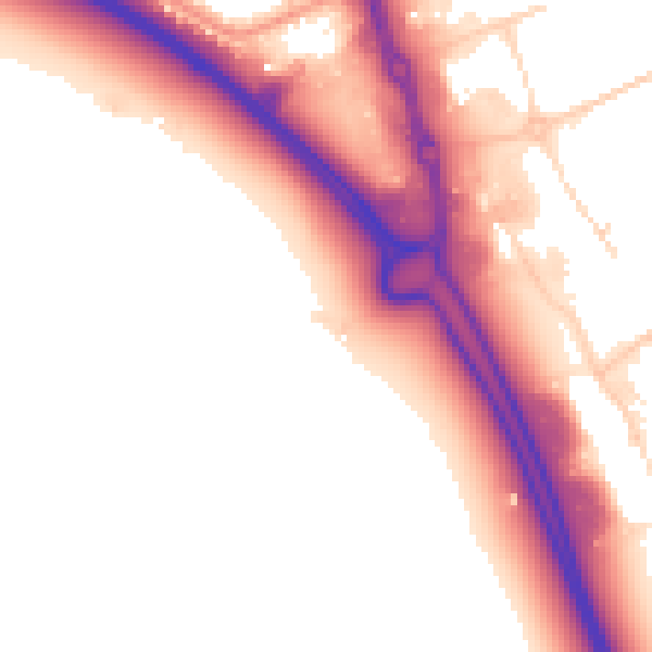 Daytime road noise heatmap for SG18 9SR