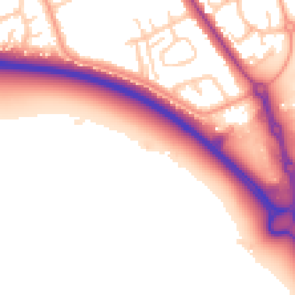 Daytime road noise heatmap for SG18 9SS