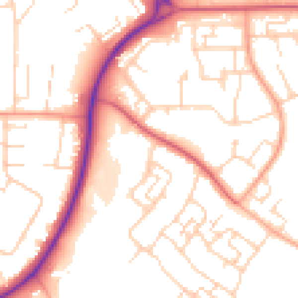Daytime road noise heatmap for SG2 0AA