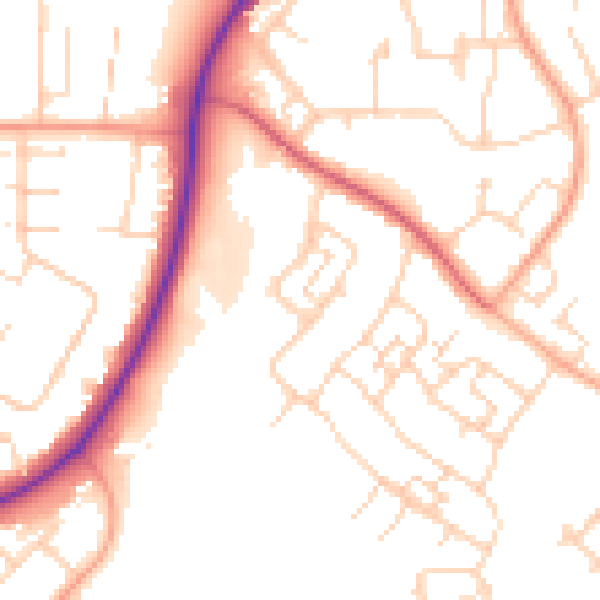Daytime road noise heatmap for SG2 0AD