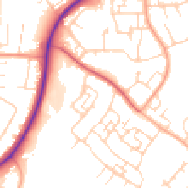 Daytime road noise heatmap for SG2 0AE