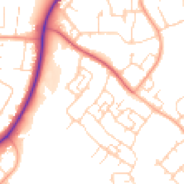Daytime road noise heatmap for SG2 0AG