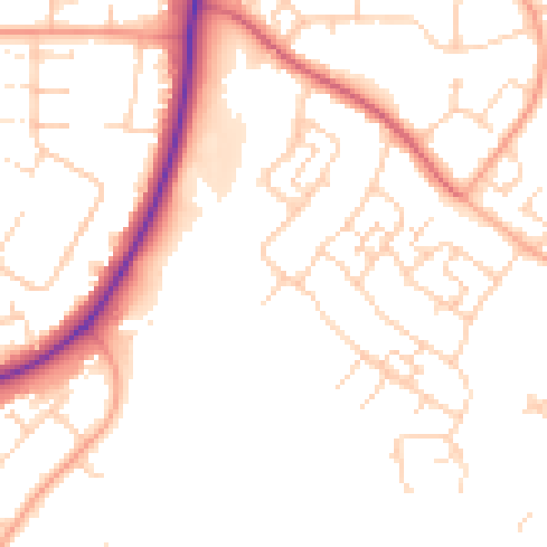 Daytime road noise heatmap for SG2 0AJ