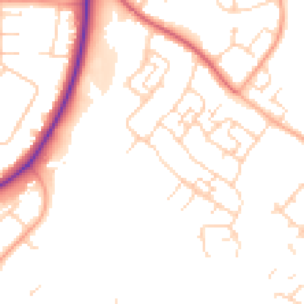 Daytime road noise heatmap for SG2 0AL