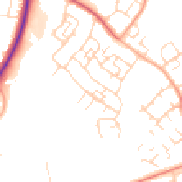 Daytime road noise heatmap for SG2 0AR