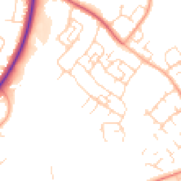 Daytime road noise heatmap for SG2 0AW