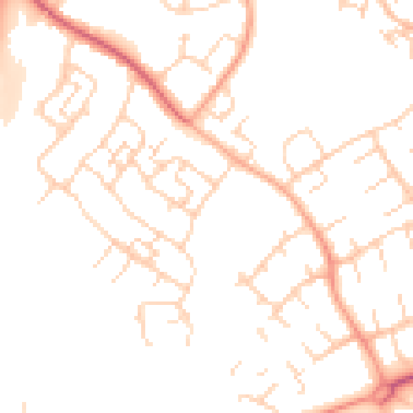 Daytime road noise heatmap for SG2 0BE