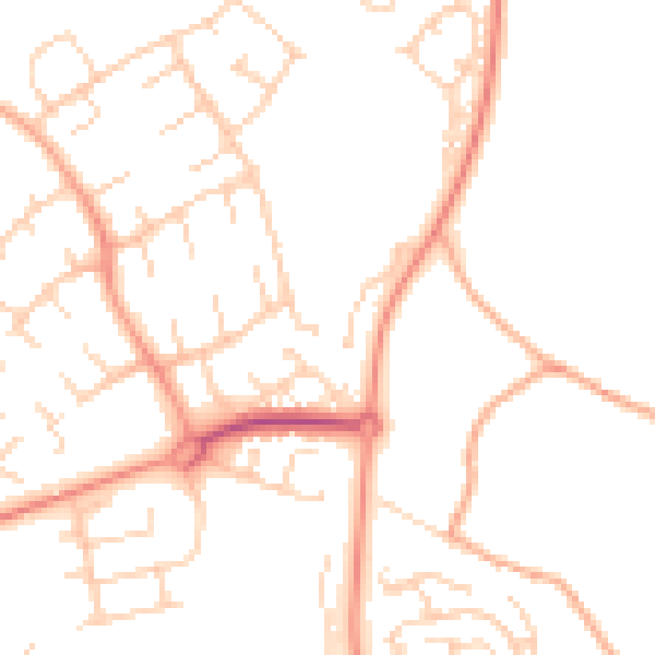 Daytime road noise heatmap for SG2 0BF