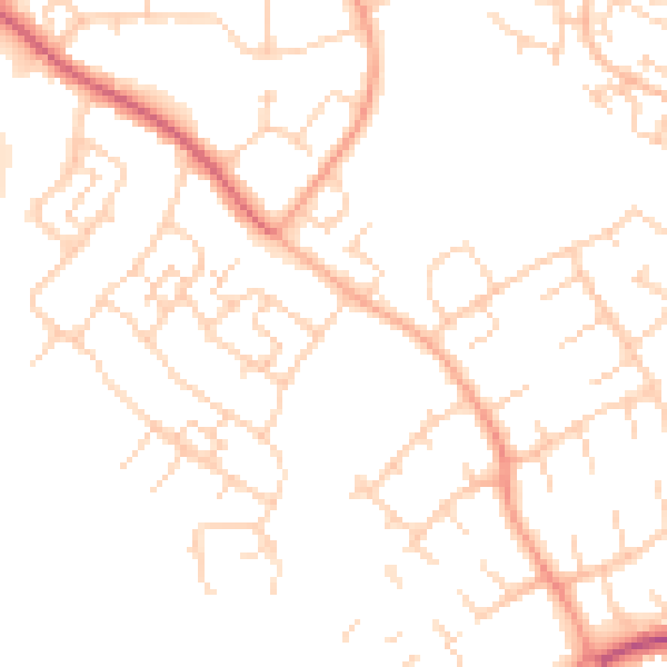 Daytime road noise heatmap for SG2 0BG