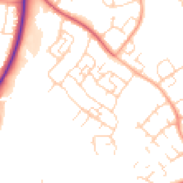 Daytime road noise heatmap for SG2 0BH