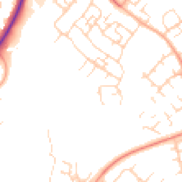 Daytime road noise heatmap for SG2 0BN