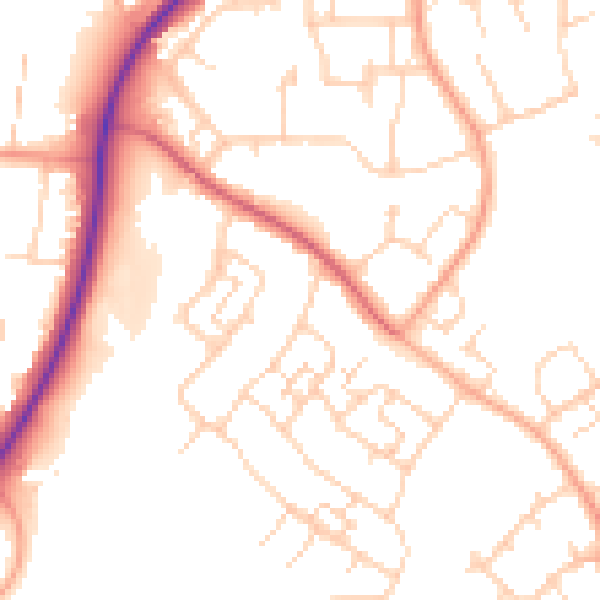Daytime road noise heatmap for SG2 0BU