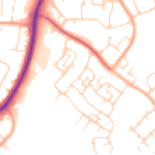 Daytime road noise heatmap for SG2 0BX