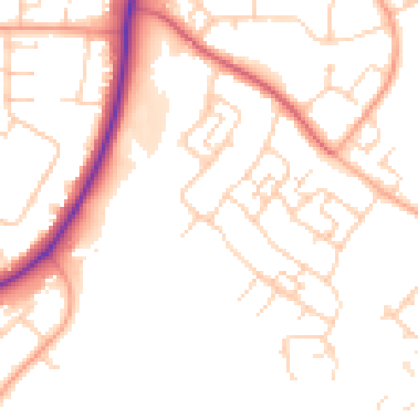 Daytime road noise heatmap for SG2 0BY