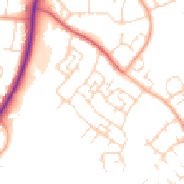 Daytime road noise heatmap for SG2 0DA