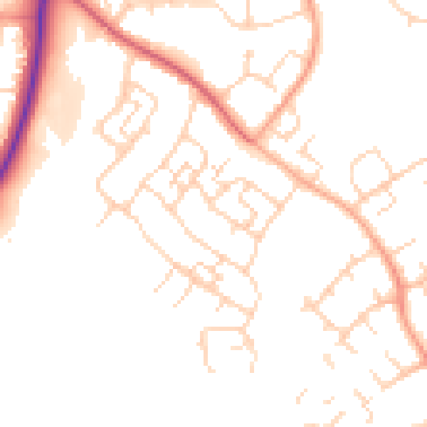 Daytime road noise heatmap for SG2 0DD