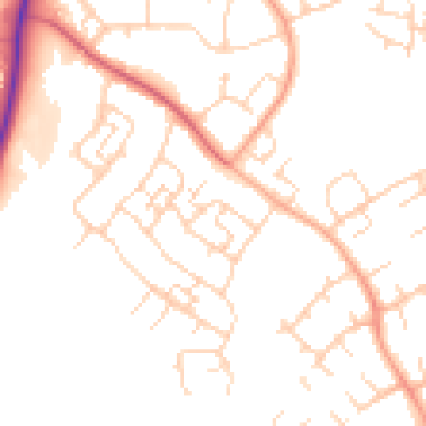 Daytime road noise heatmap for SG2 0DF