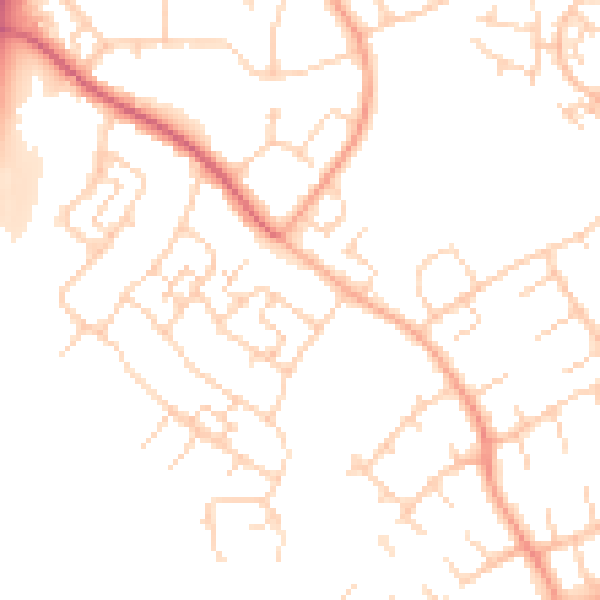 Daytime road noise heatmap for SG2 0DG