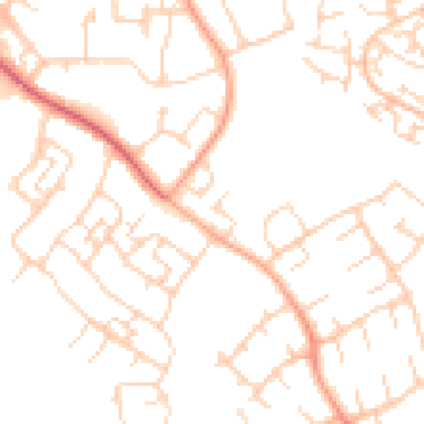 Daytime road noise heatmap for SG2 0DJ