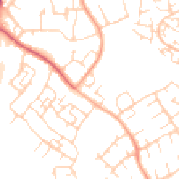 Daytime road noise heatmap for SG2 0DL