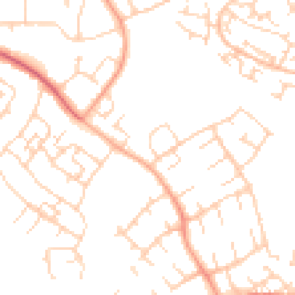 Daytime road noise heatmap for SG2 0DP