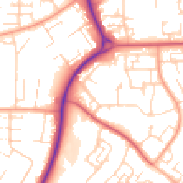 Daytime road noise heatmap for SG2 0EA