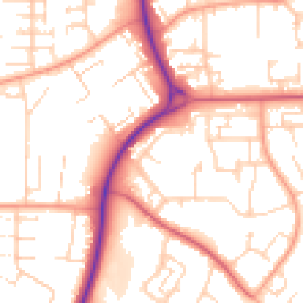 Daytime road noise heatmap for SG2 0EB