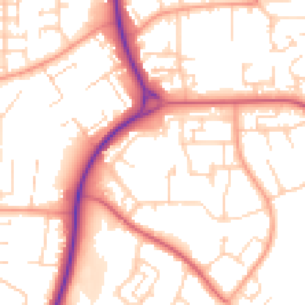 Daytime road noise heatmap for SG2 0EE