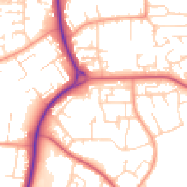Daytime road noise heatmap for SG2 0EG