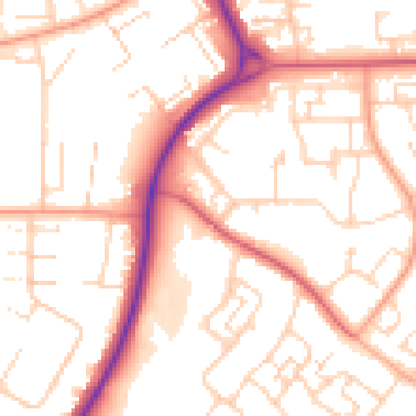 Daytime road noise heatmap for SG2 0ES