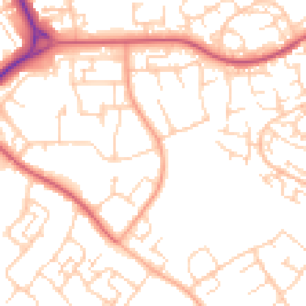 Daytime road noise heatmap for SG2 0EX