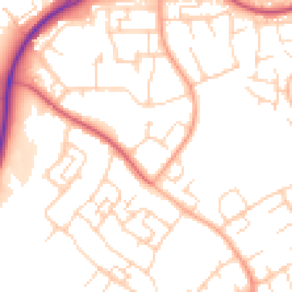Daytime road noise heatmap for SG2 0HH