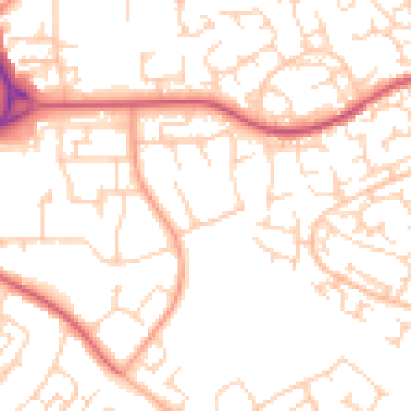 Daytime road noise heatmap for SG2 0JE