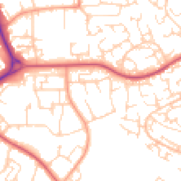 Daytime road noise heatmap for SG2 0JN