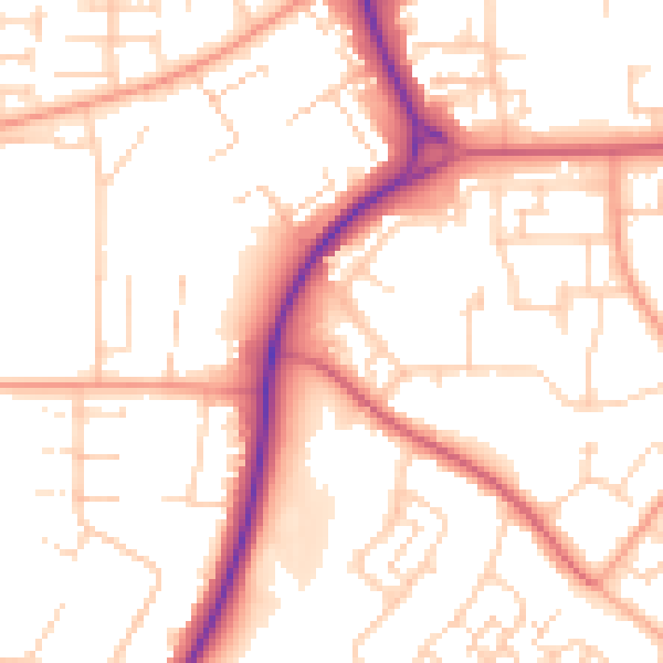 Daytime road noise heatmap for SG2 0NA