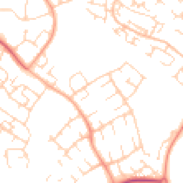 Daytime road noise heatmap for SG2 0PQ