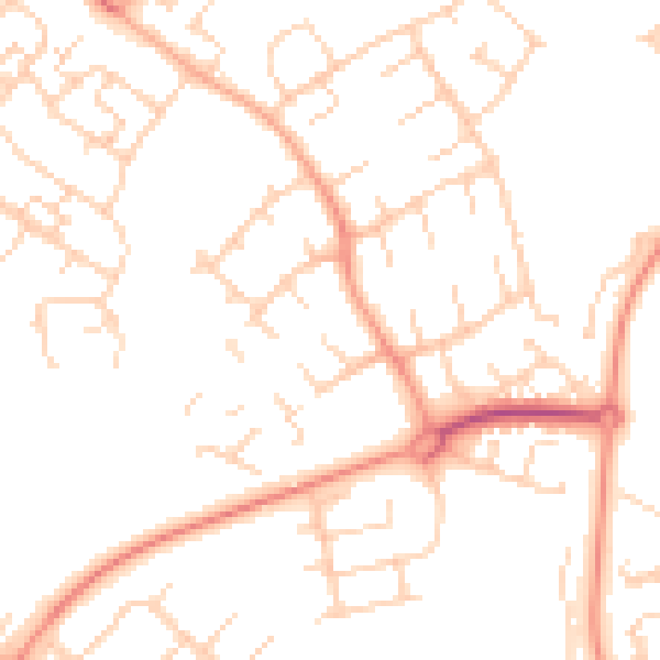Daytime road noise heatmap for SG2 0QD