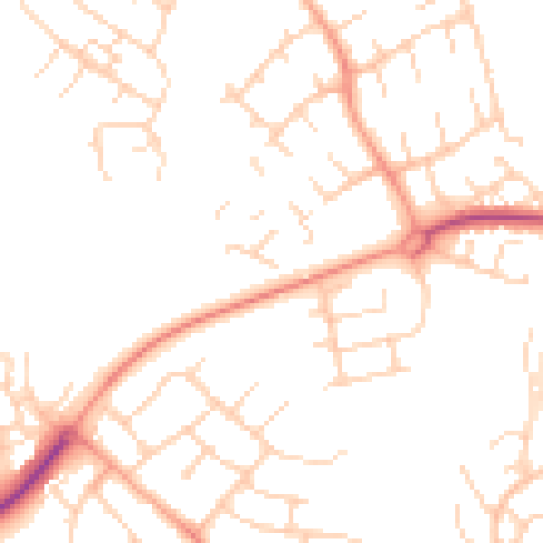 Daytime road noise heatmap for SG2 0QG