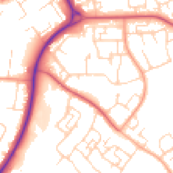 Daytime road noise heatmap for SG2 0WE