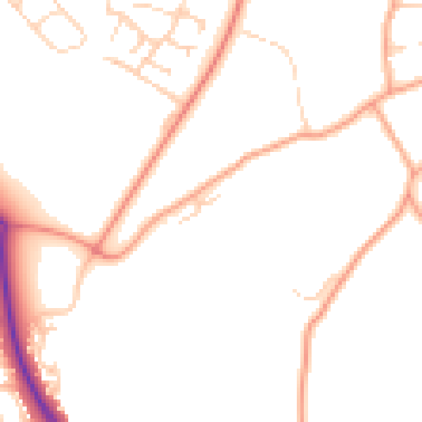 Daytime road noise heatmap for SG2 7EW