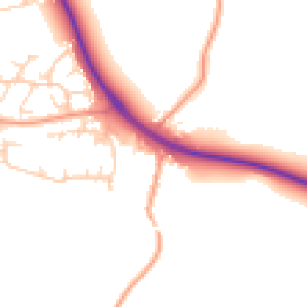 Daytime road noise heatmap for SG2 8BQ
